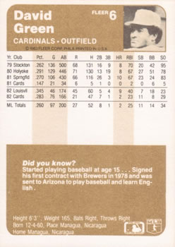 David Green  baseball card collectible - Main Image 2