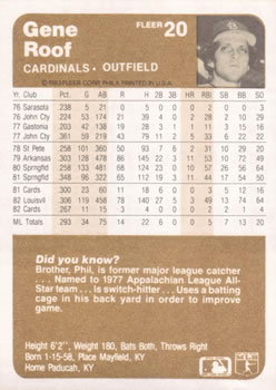 Gene Roof  baseball card collectible - Main Image 2