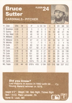 Bruce Sutter  baseball card collectible - Main Image 2