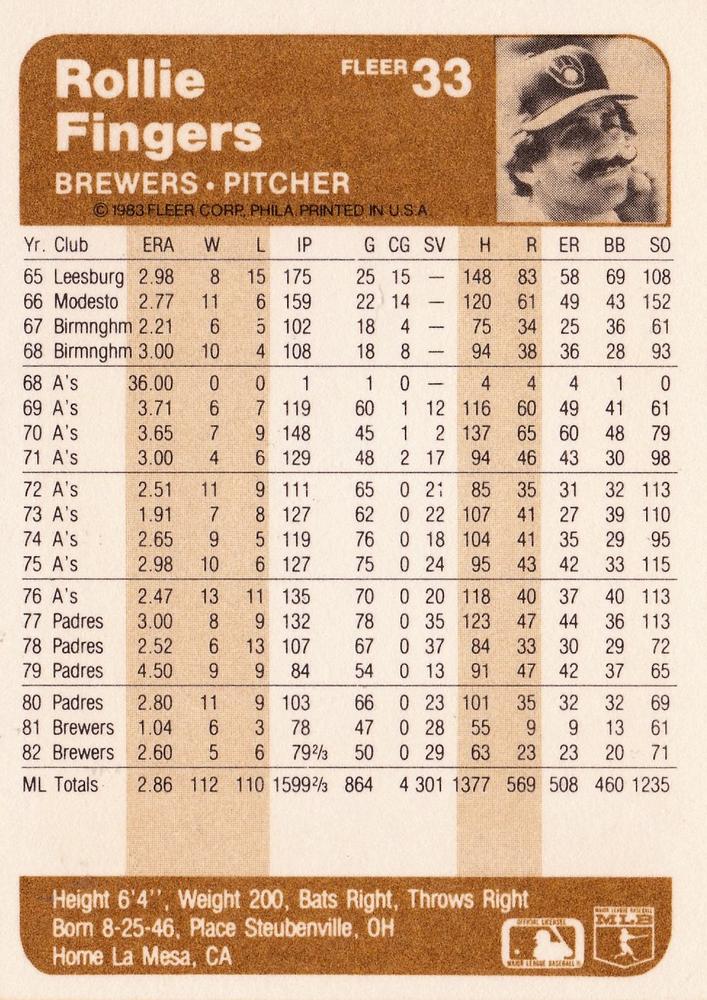 Rollie Fingers  baseball card collectible - Main Image 2