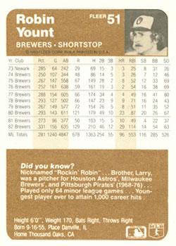 Robin Yount  baseball card collectible - Main Image 2