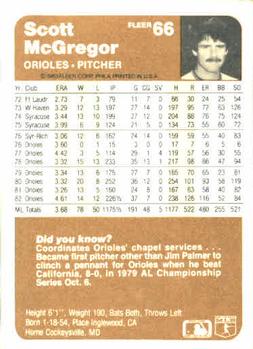 Scott McGregor  baseball card collectible - Main Image 2