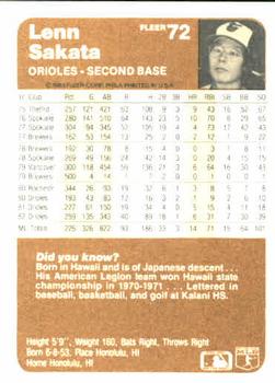 Lenn Sakata  baseball card collectible - Main Image 2