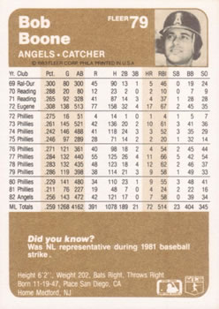 Bob Boone  baseball card collectible - Main Image 2