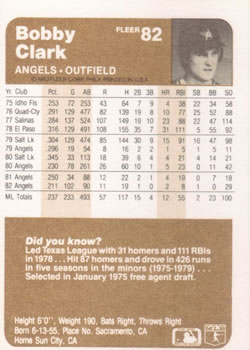 Bobby Clark  baseball card collectible - Main Image 2