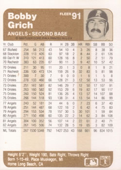 Bobby Grich  baseball card collectible - Main Image 2