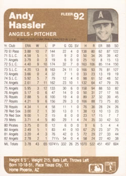 Andy Hassler  baseball card collectible - Main Image 2