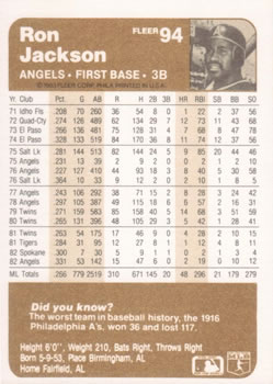 Ron Jackson  baseball card collectible - Main Image 2