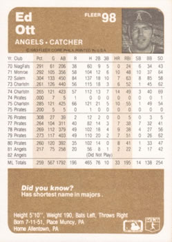 Ed Ott  baseball card collectible - Main Image 2