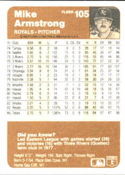 Mike Armstrong  baseball card collectible - Main Image 2