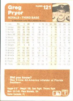 Greg Pryor  baseball card collectible - Main Image 2