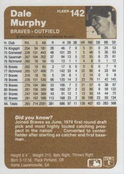 Dale Murphy  baseball card collectible - Main Image 2