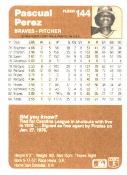 Pascual Perez  baseball card collectible - Main Image 2