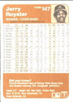 Jerry Royster  baseball card collectible - Main Image 2