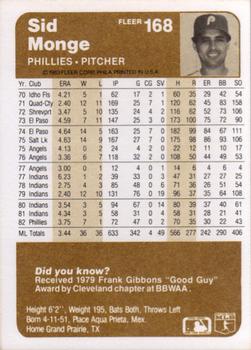 Sid Monge  baseball card collectible - Main Image 2