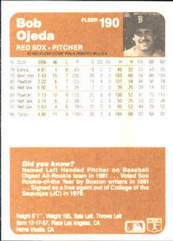 Bob Ojeda  baseball card collectible - Main Image 2