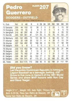 Pedro Guerrero  baseball card collectible - Main Image 2