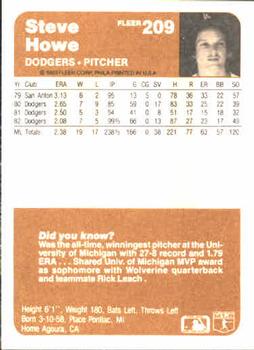 Steve Howe  baseball card collectible - Main Image 2