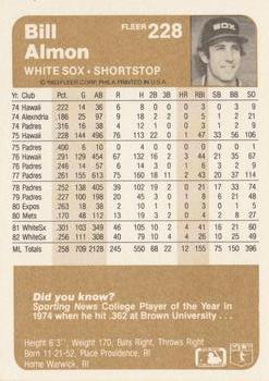 Bill Almon  baseball card collectible - Main Image 2