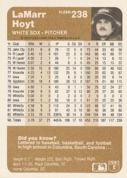 LaMarr Hoyt  baseball card collectible - Main Image 2