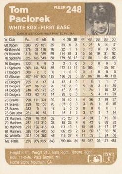 Tom Paciorek  baseball card collectible - Main Image 2