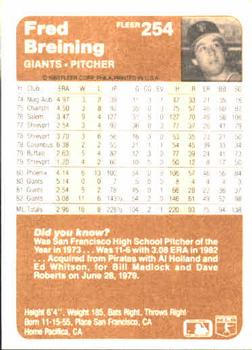 Fred Breining  baseball card collectible - Main Image 2