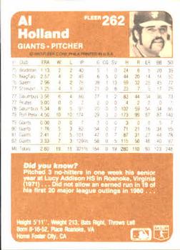 Al Holland  baseball card collectible - Main Image 2