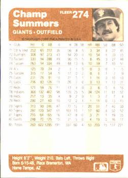 Champ Summers  baseball card collectible - Main Image 2