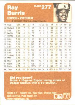 Ray Burris  baseball card collectible - Main Image 2