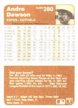 Andre Dawson  baseball card collectible - Main Image 2