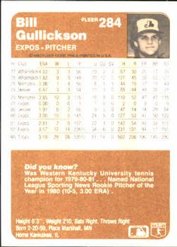 Bill Gullickson  baseball card collectible - Main Image 2