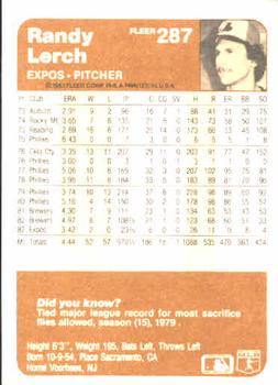 Randy Lerch  baseball card collectible - Main Image 2