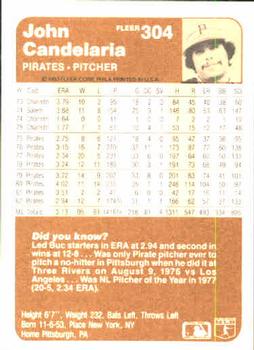 John Candelaria  baseball card collectible - Main Image 2