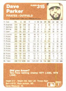 Dave Parker  baseball card collectible - Main Image 2