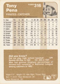 Tony Pena  baseball card collectible - Main Image 2