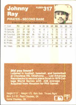 Johnny Ray  baseball card collectible - Main Image 2