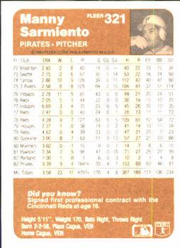 Manny Sarmiento  baseball card collectible - Main Image 2