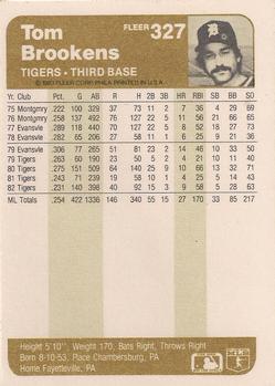 Tom Brookens  baseball card collectible - Main Image 2