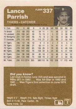 Lance Parrish  baseball card collectible - Main Image 2