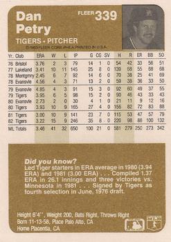 Dan Petry  baseball card collectible - Main Image 2