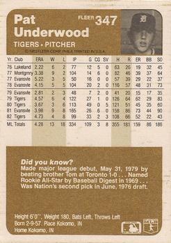 Pat Underwood  baseball card collectible - Main Image 2