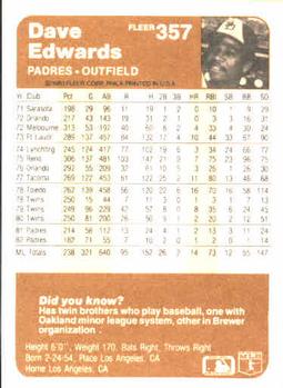 Dave Edwards  baseball card collectible - Main Image 2