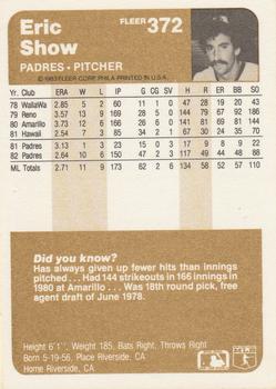 Eric Show  baseball card collectible - Main Image 2