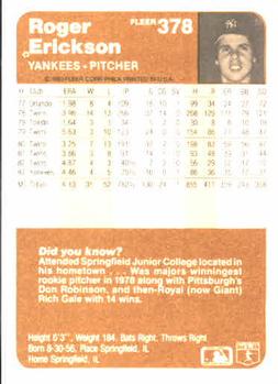 Roger Erickson  baseball card collectible - Main Image 2