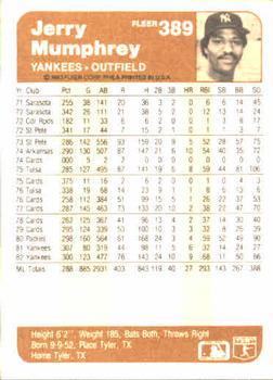 Jerry Mumphrey  baseball card collectible - Main Image 2