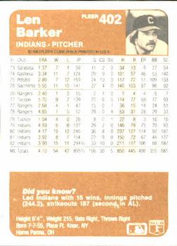 Len Barker  baseball card collectible - Main Image 2