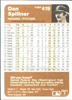 Dan Spillner  baseball card collectible - Main Image 2