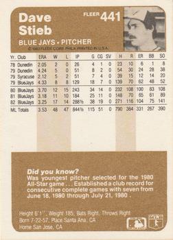 Dave Stieb  baseball card collectible - Main Image 2