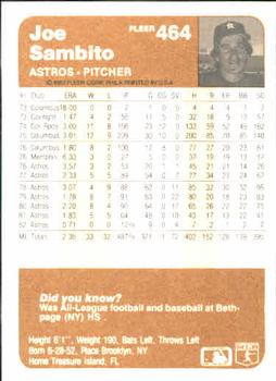 Joe Sambito  baseball card collectible - Main Image 2