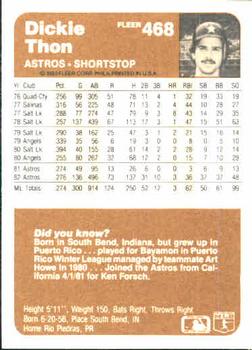 Dickie Thon  baseball card collectible - Main Image 2